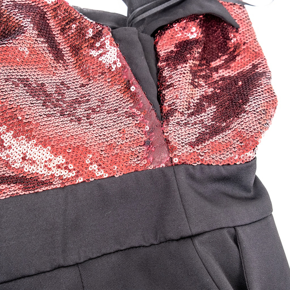 Harlyn Sequin Top Jumpsuit with Bows Women's Black and Red $182 - Size XS - Picture 12 of 14